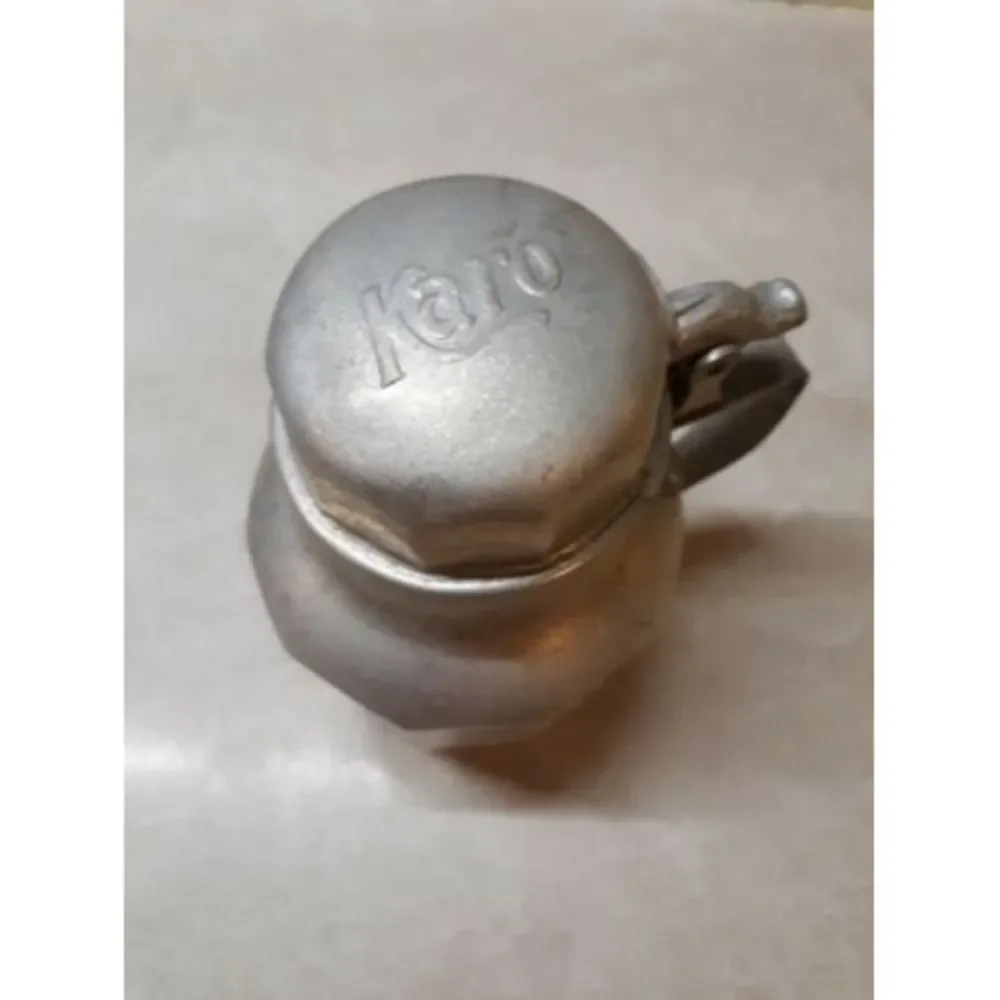 Vintage Karo Syrup Aluminum Pitcher Karo Embossed Flip Lid about 6